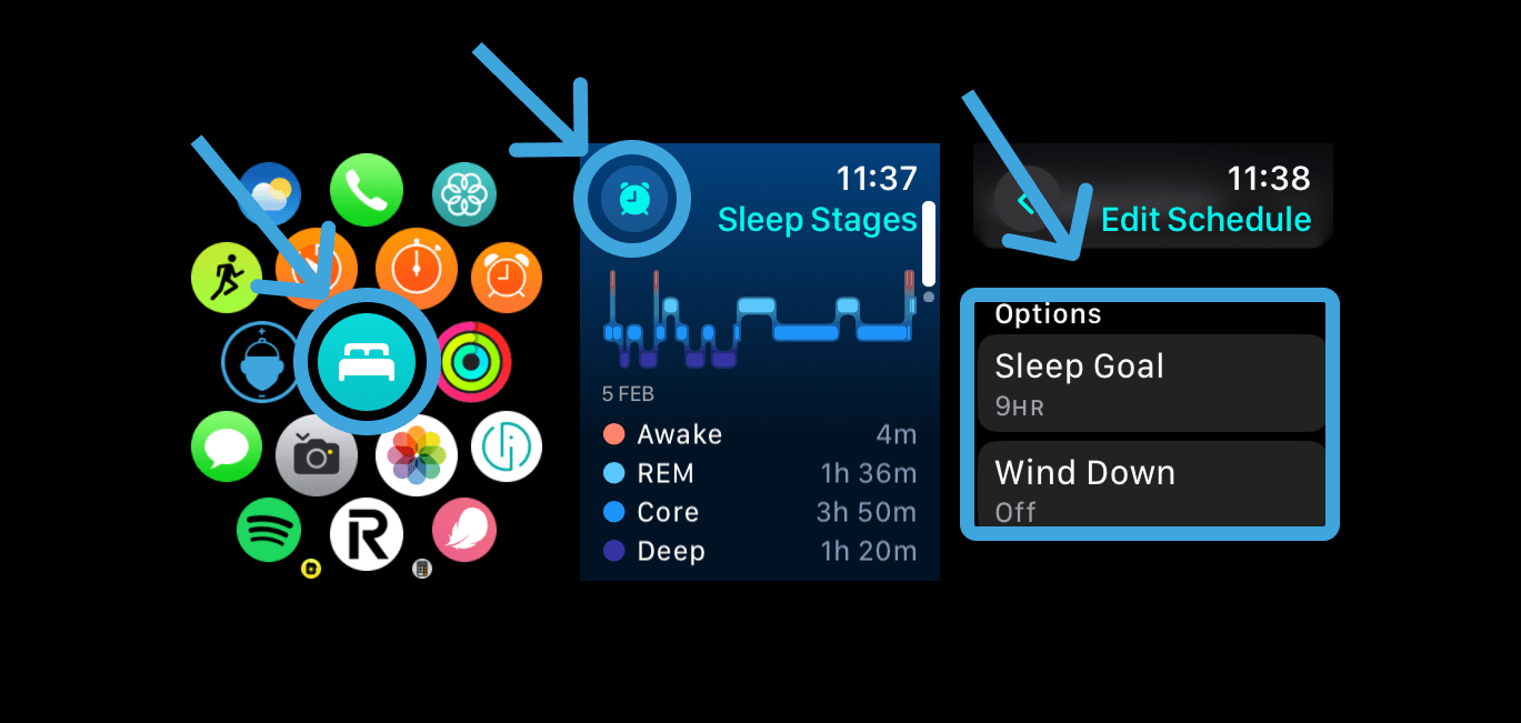 Adjusting Wind Down and Sleep Goals on Apple Watch