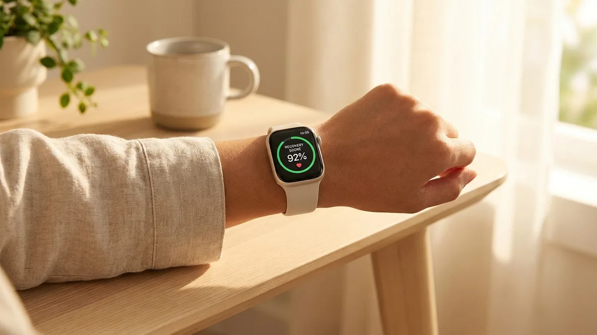 Apple Watch showing recovery score, comparing to Garmin Cirqa