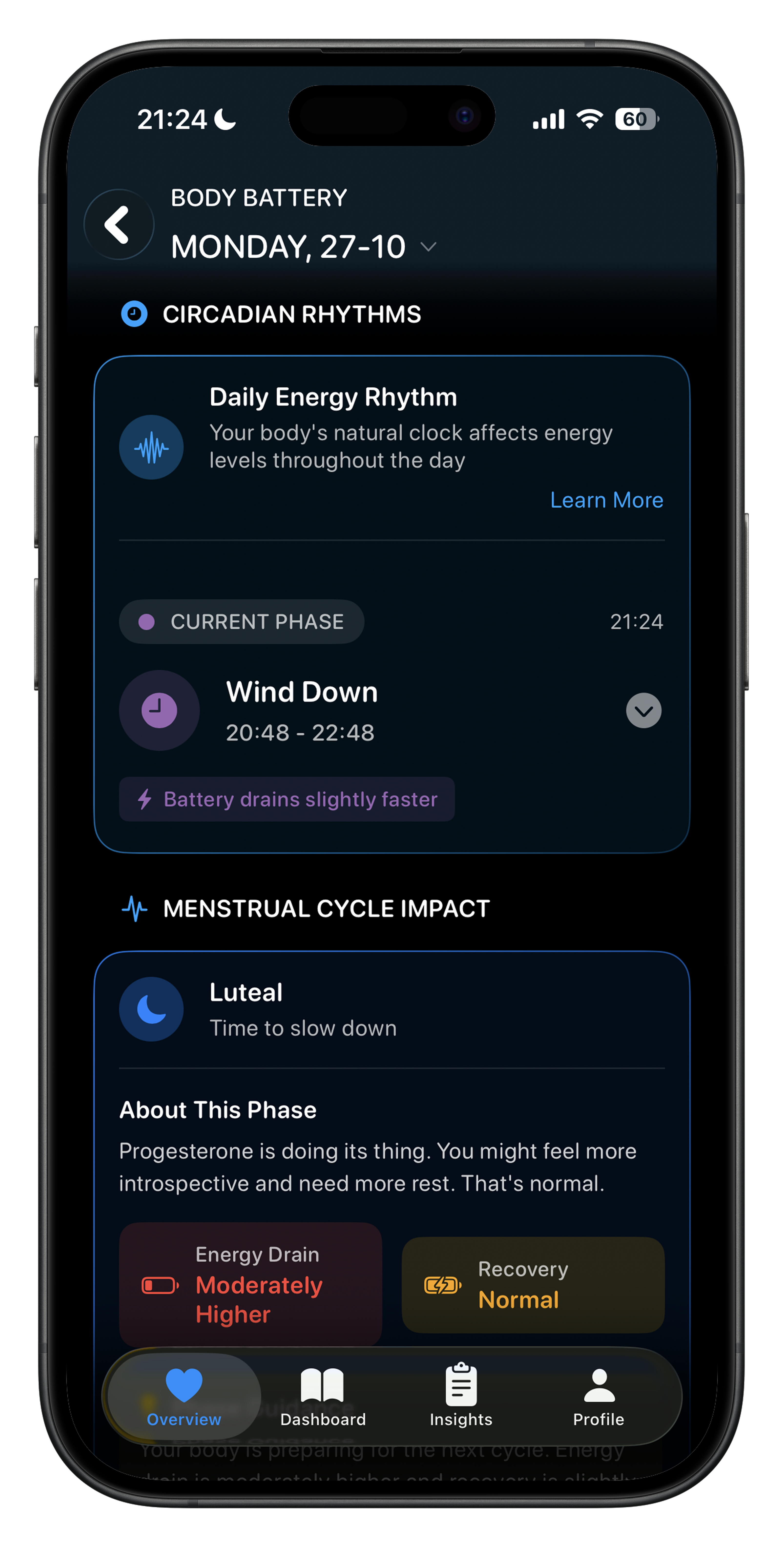 Livity circadian rhythm tracking