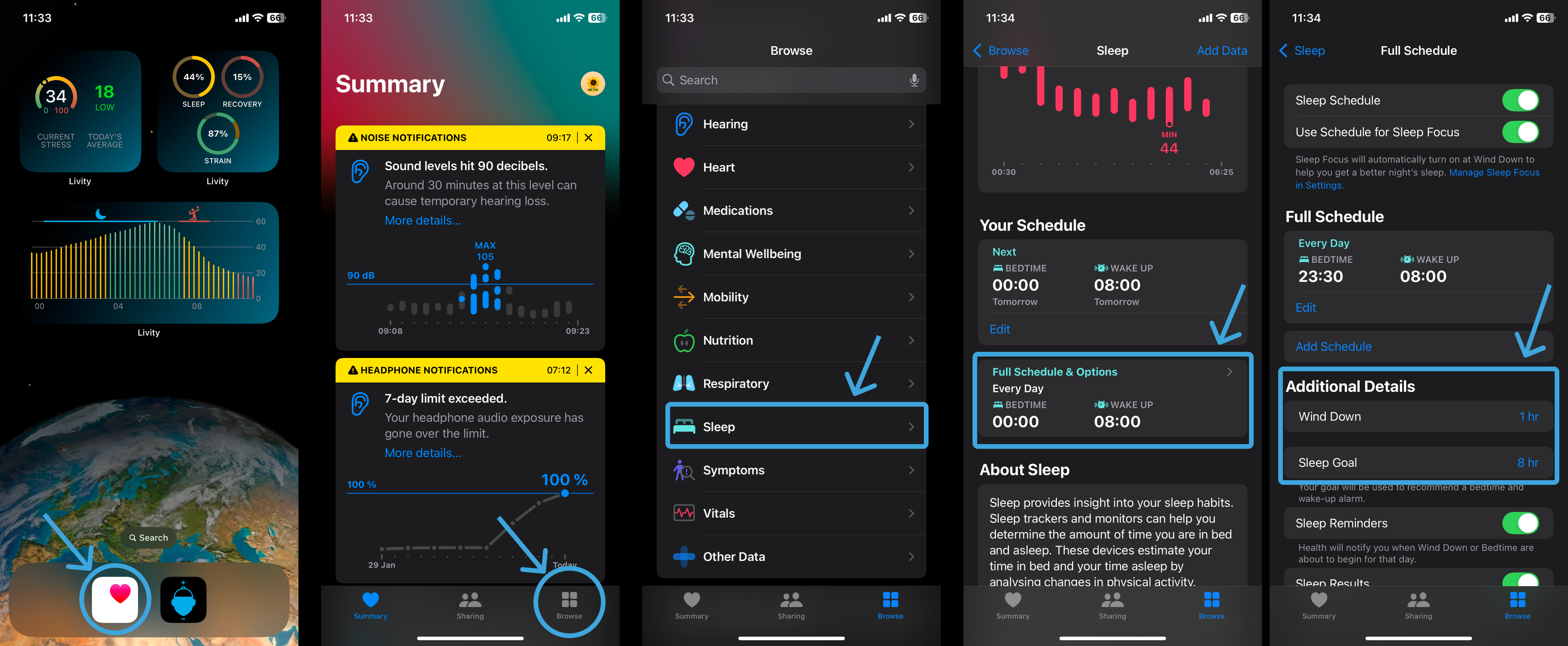 Livity wind down and sleep preparation goals